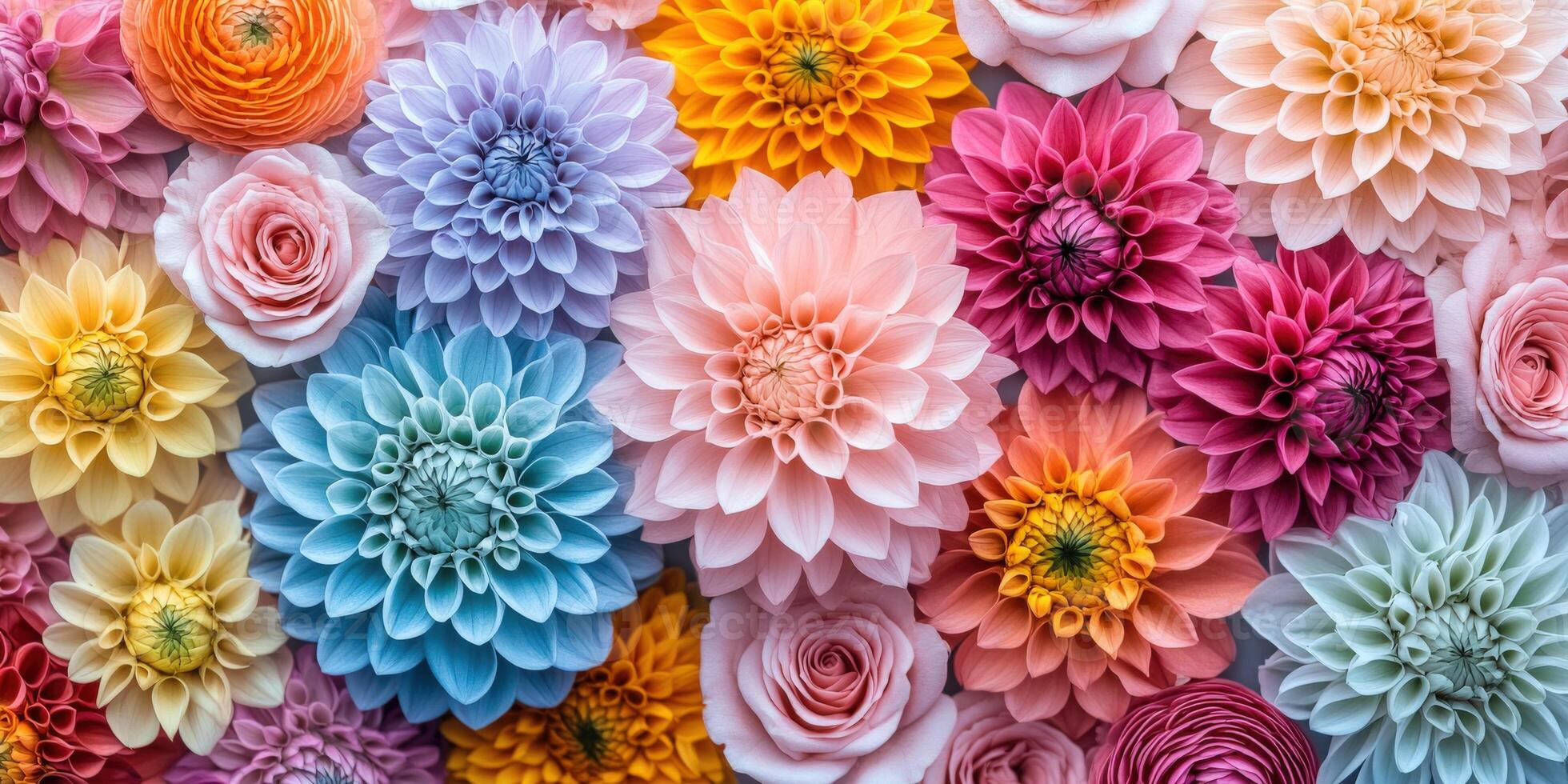 Colorful arrangement of vibrant flowers in a decorative display photo