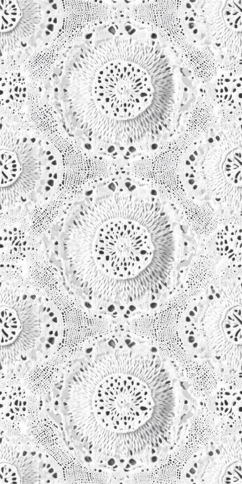 Intricate white lace pattern showcasing delicate floral designs and textures photo