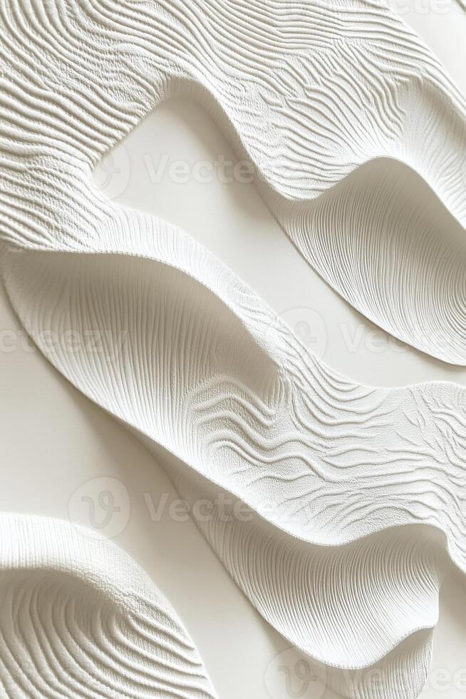 Intricate patterns in white fabric creating a wavy texture on surface photo