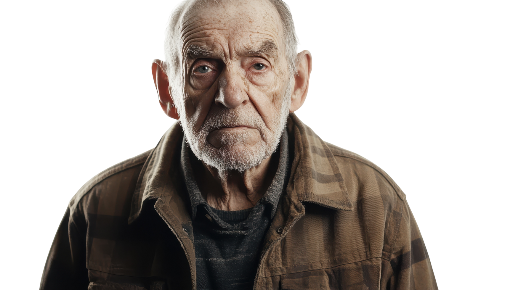 An elderly man with a beard and jacket png