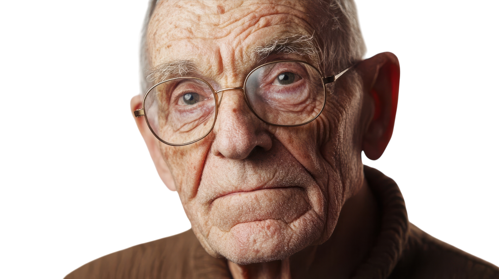 An older man with glasses and a brown sweater png