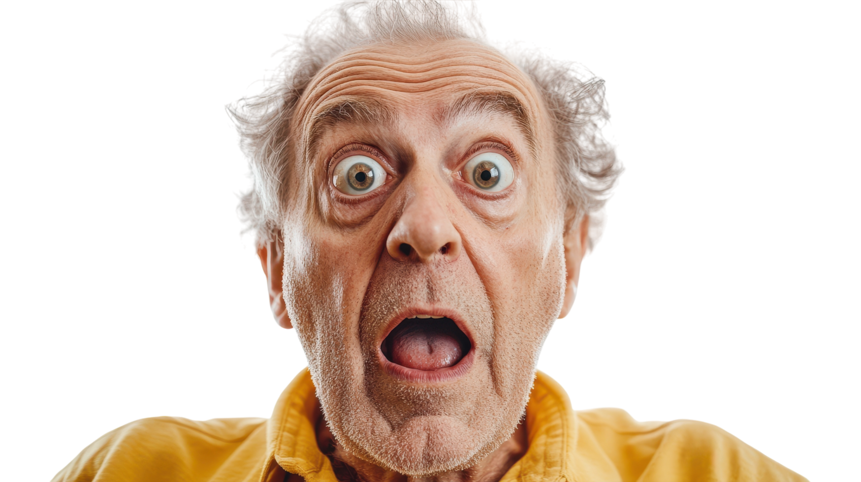 An older man with a surprised expression png