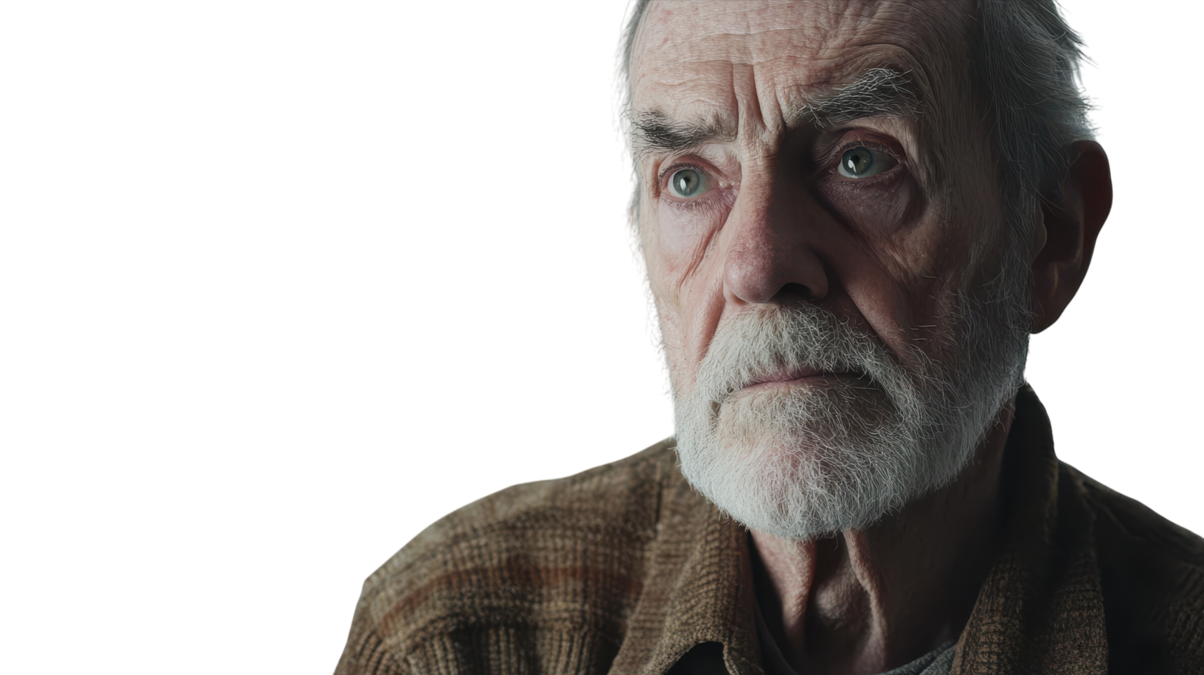 An older man with a beard and white hair png