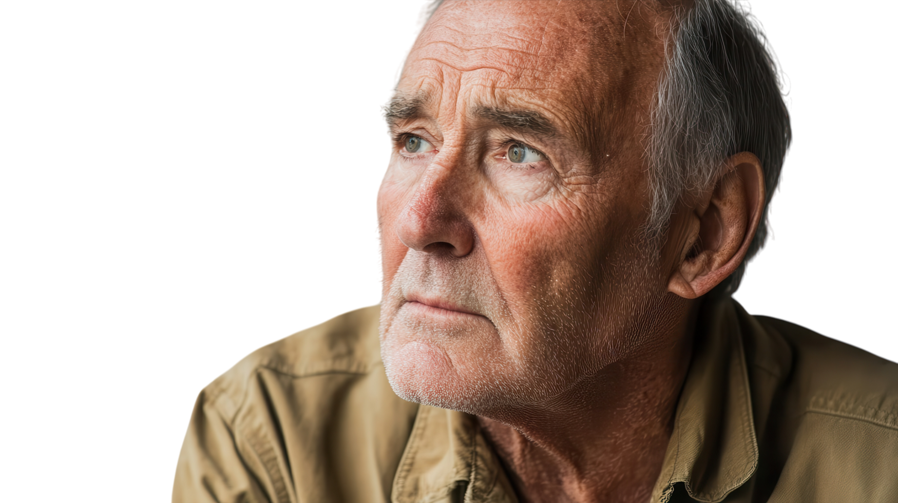 An older man looking off to the side png