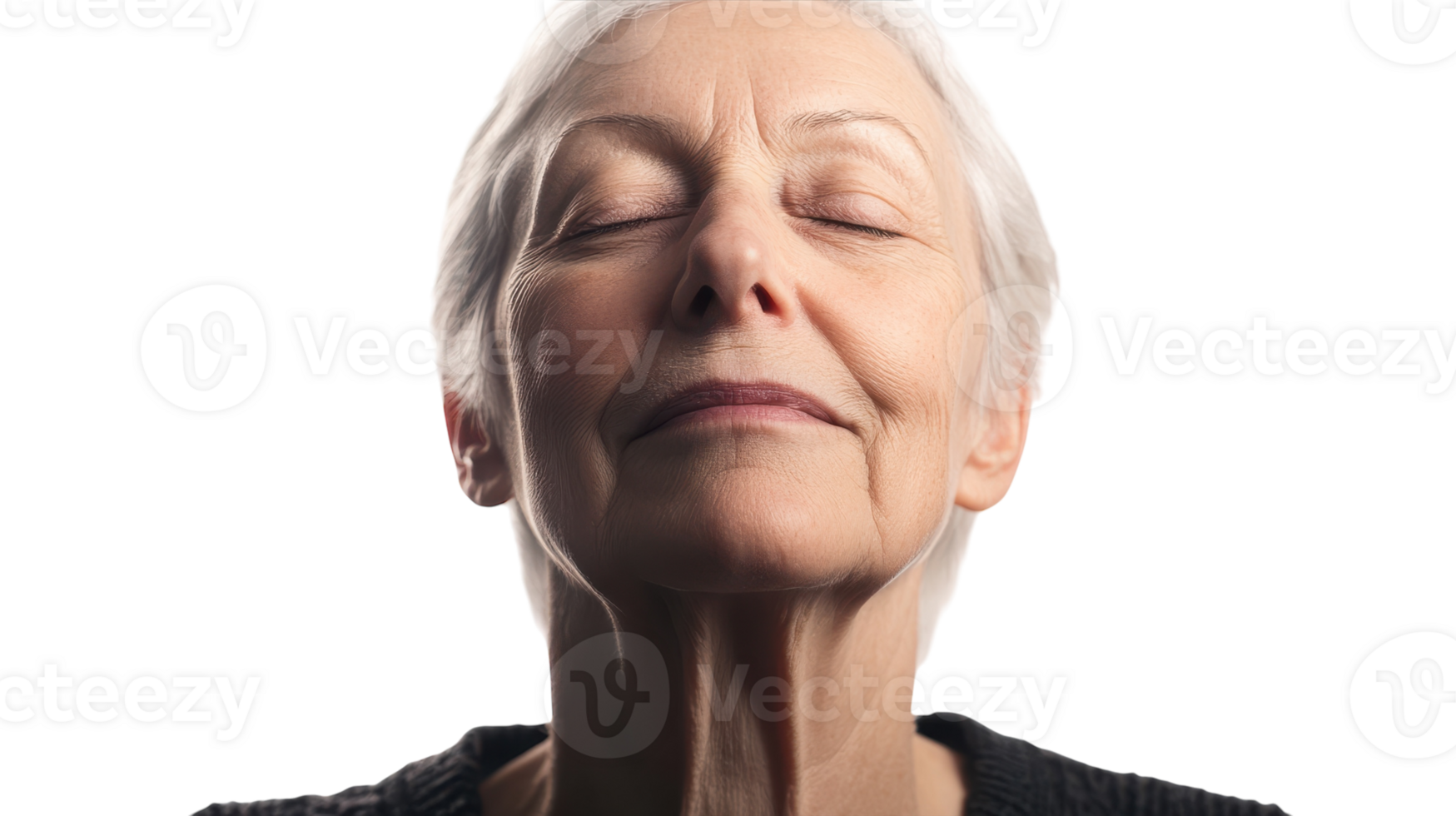 An older woman with her eyes closed png