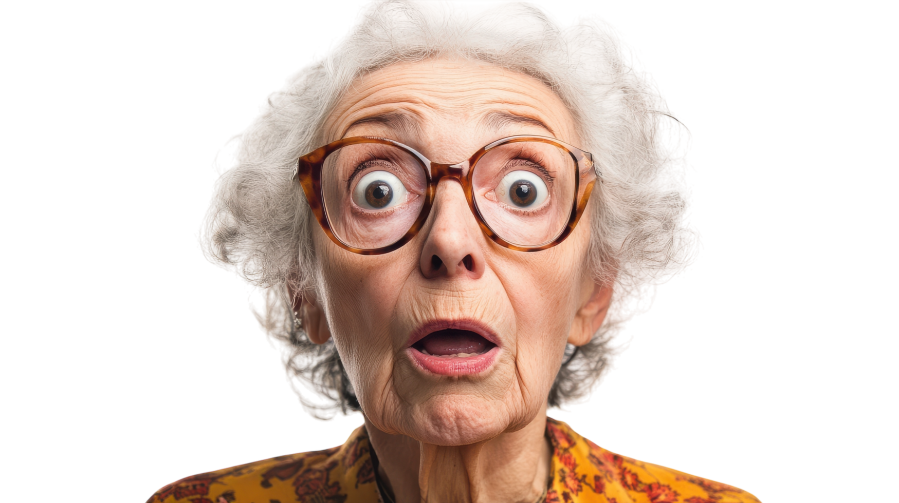 An old woman with glasses on her face png