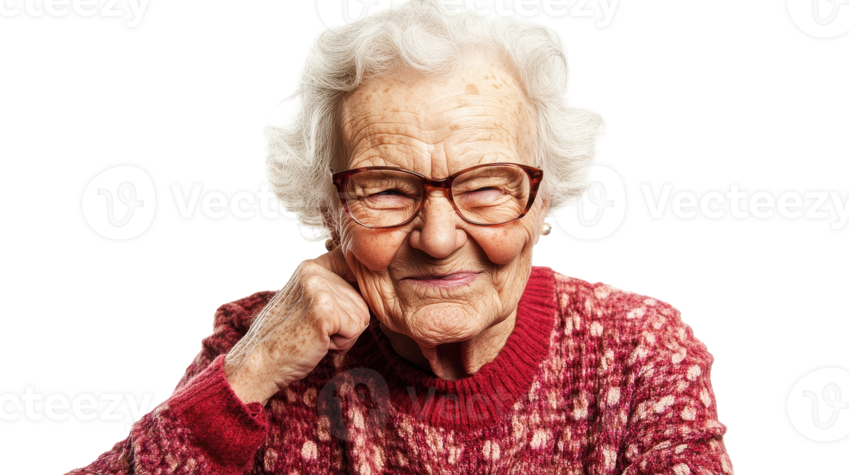 An elderly woman with glasses and a red sweater png