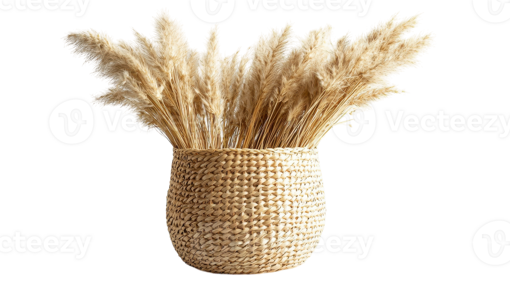 A wicker basket with dried grass in it png