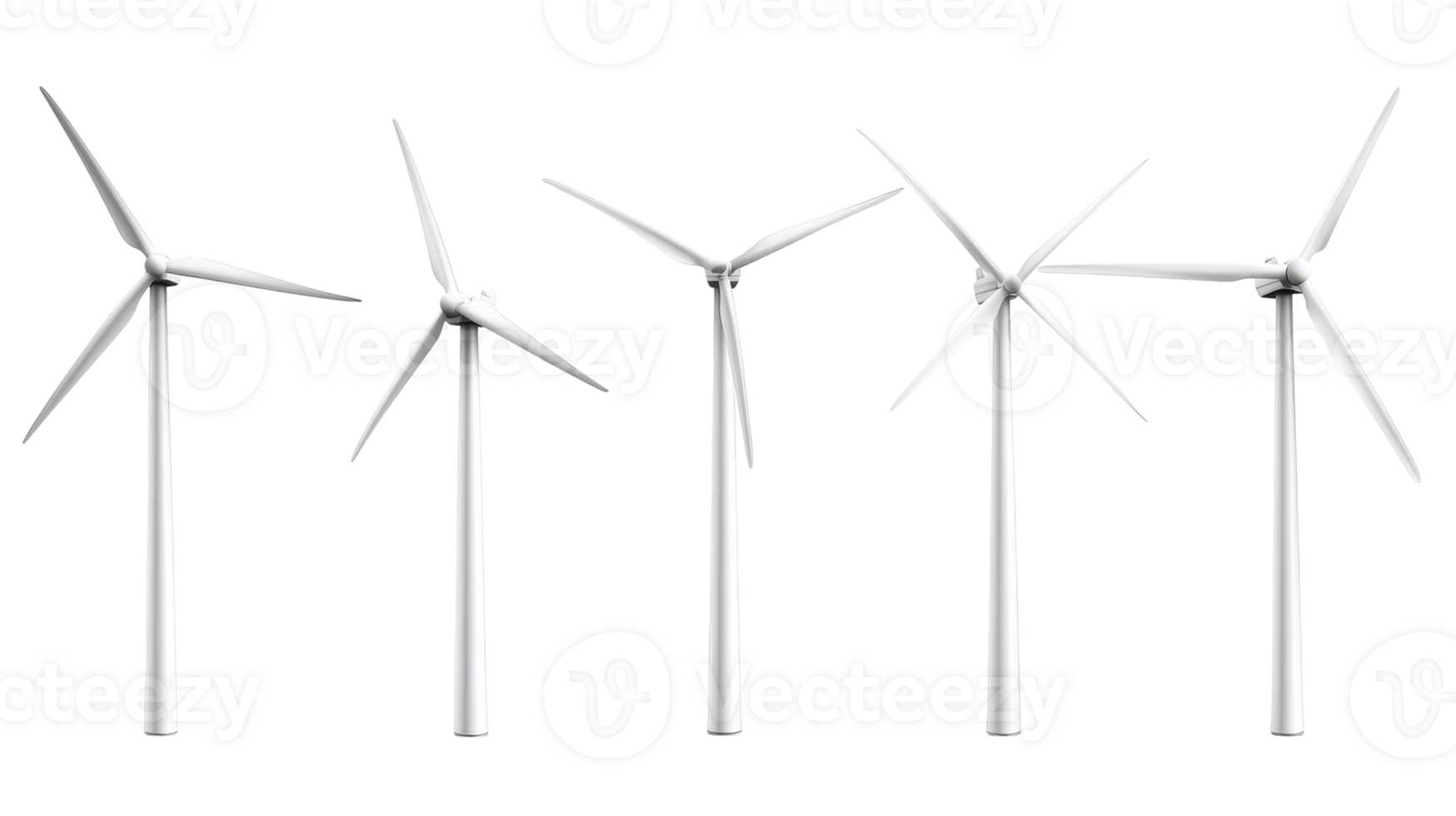 A group of four wind turbines against a black background png