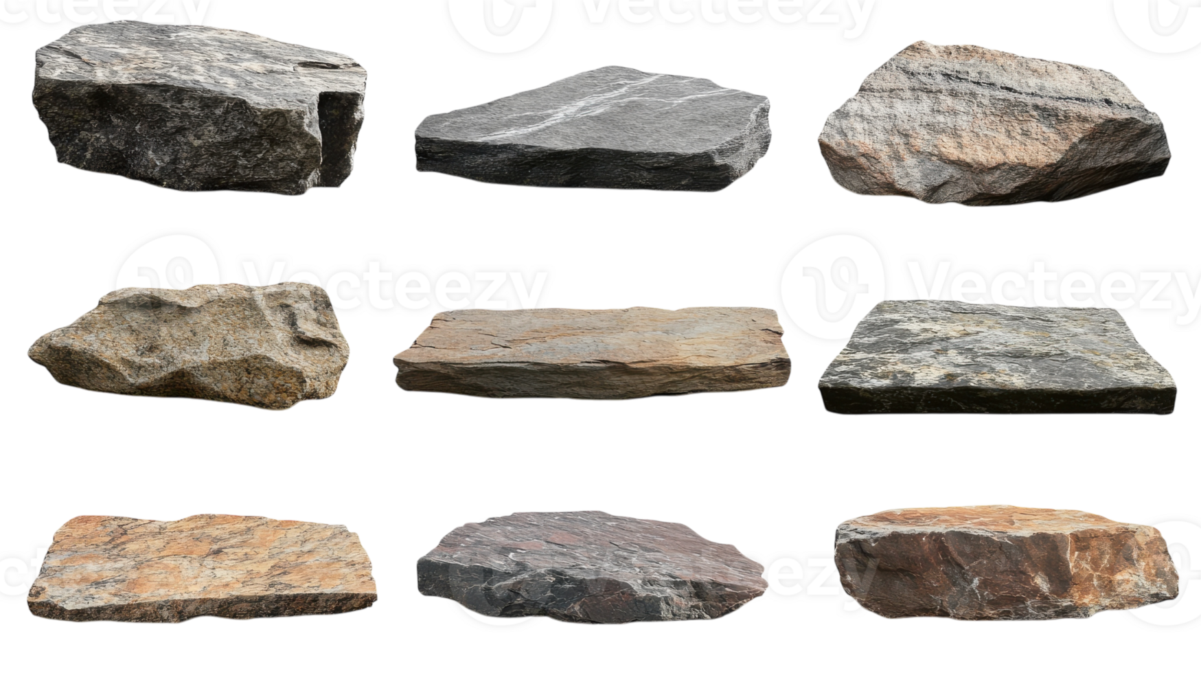 A collection of rocks on a black background png