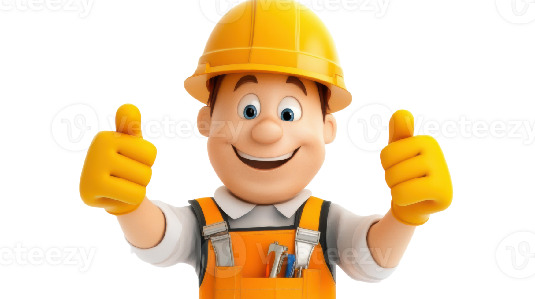 A cartoon construction worker with a thumbs up png