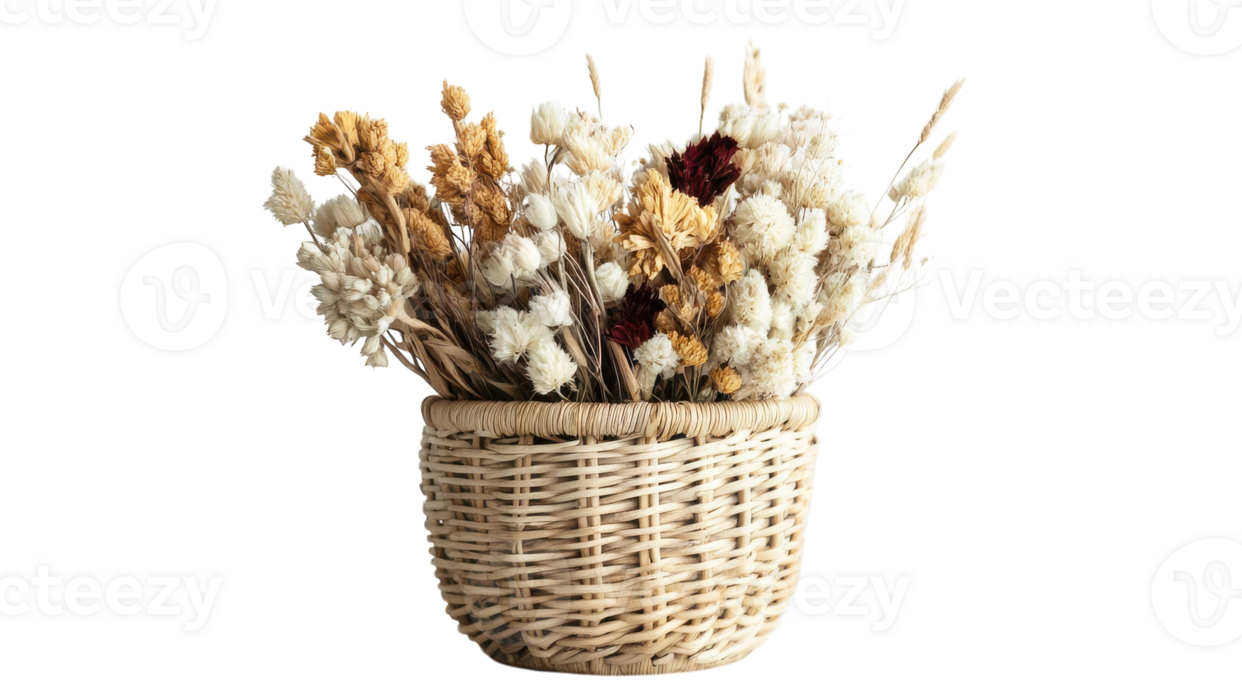 A basket with dried flowers in it png