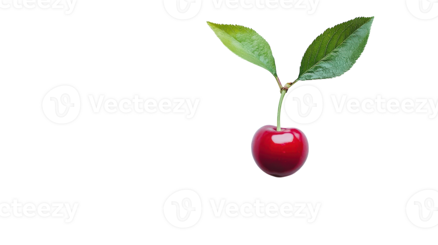 A Fresh Cherry with a Stem and Leaf is Perfect for Culinary Creations and Summer Recipes, Adding a Burst of Color and Flavor to Your Dishes or Desserts. png