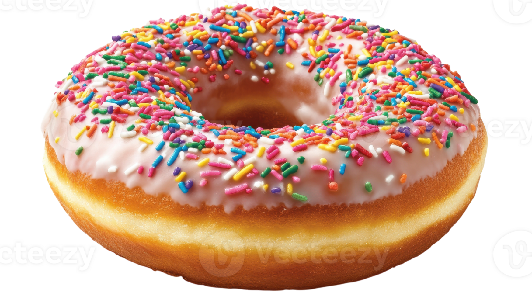 Delicious and Colorful Fresh Donut Topped with Sprinkles Perfect for Bakeries, Cafes, and Dessert Menus. png