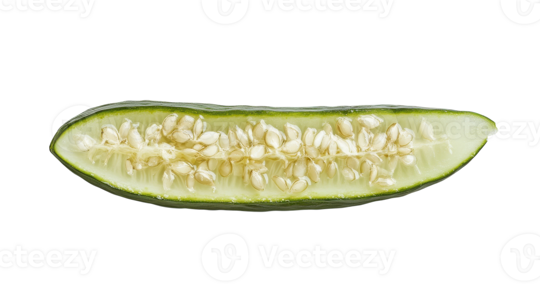 A Fresh Slice of Cucumber Highlighting Its Seeds, Perfect for Nutrition and Culinary Use in Healthy Dishes and Salads. png