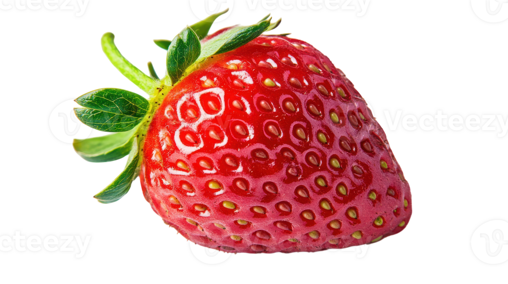 Fresh Strawberry with a Green Stem on a White Background Perfect for Food-related Projects and Healthy Lifestyle Promotion. png