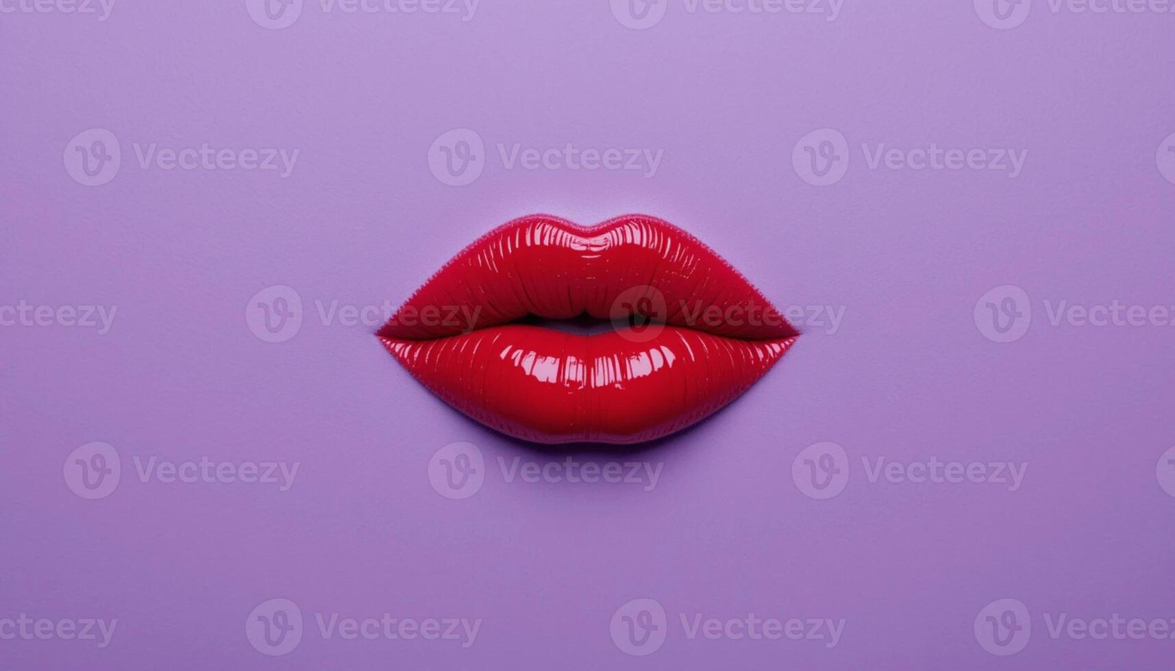 Red lips on Light Blue background photo