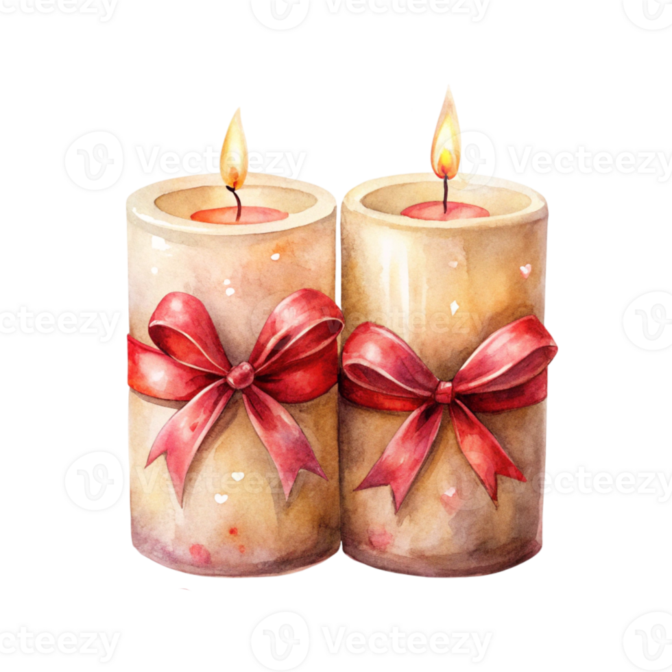 two candles with red bows on them png