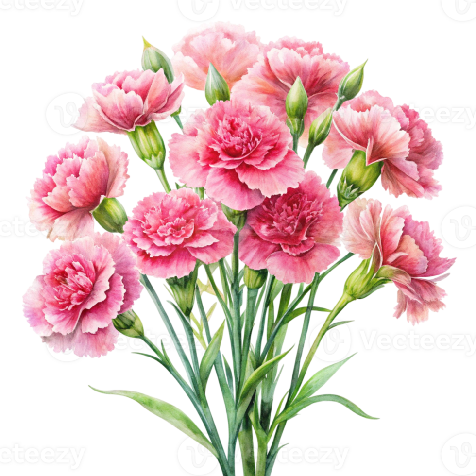 pink carnations on transparent background png