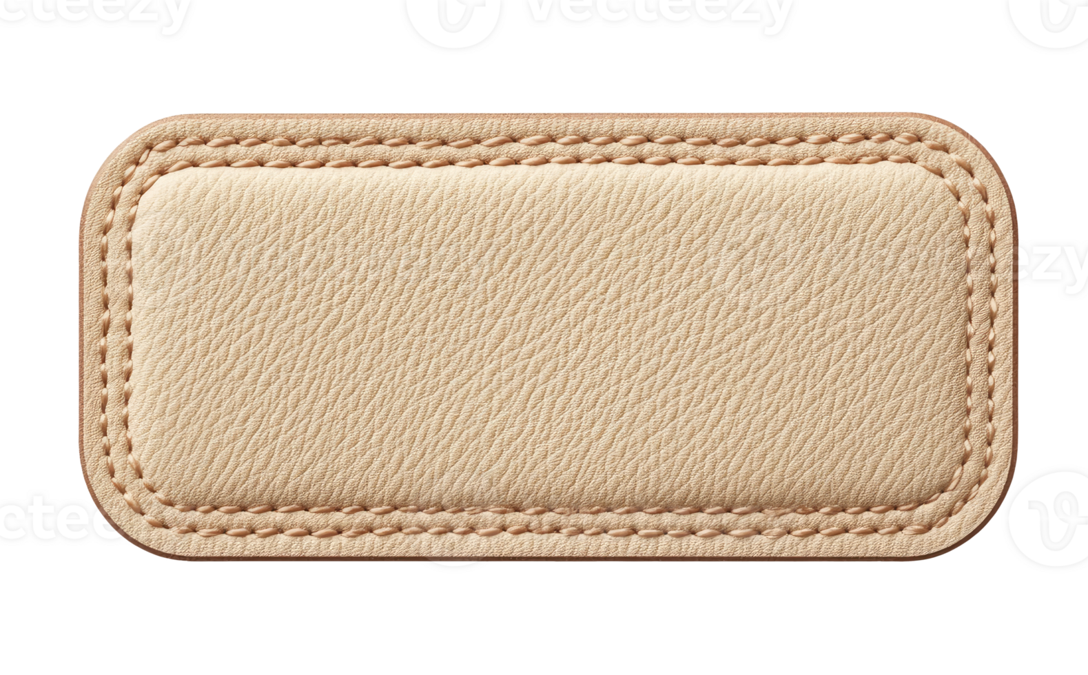 Rectangle beige leather badge png