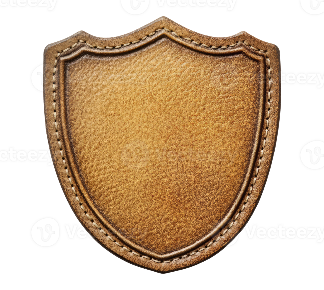 Brown leather badge png