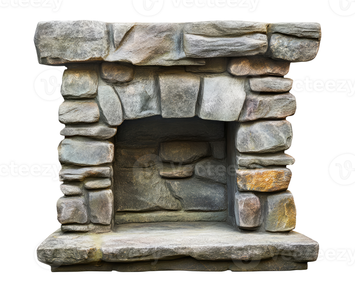Empty stone fireplace png