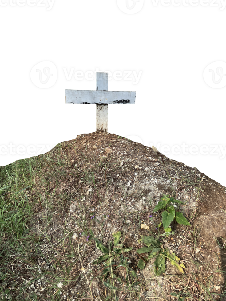 Cross at the cemetery isolated png