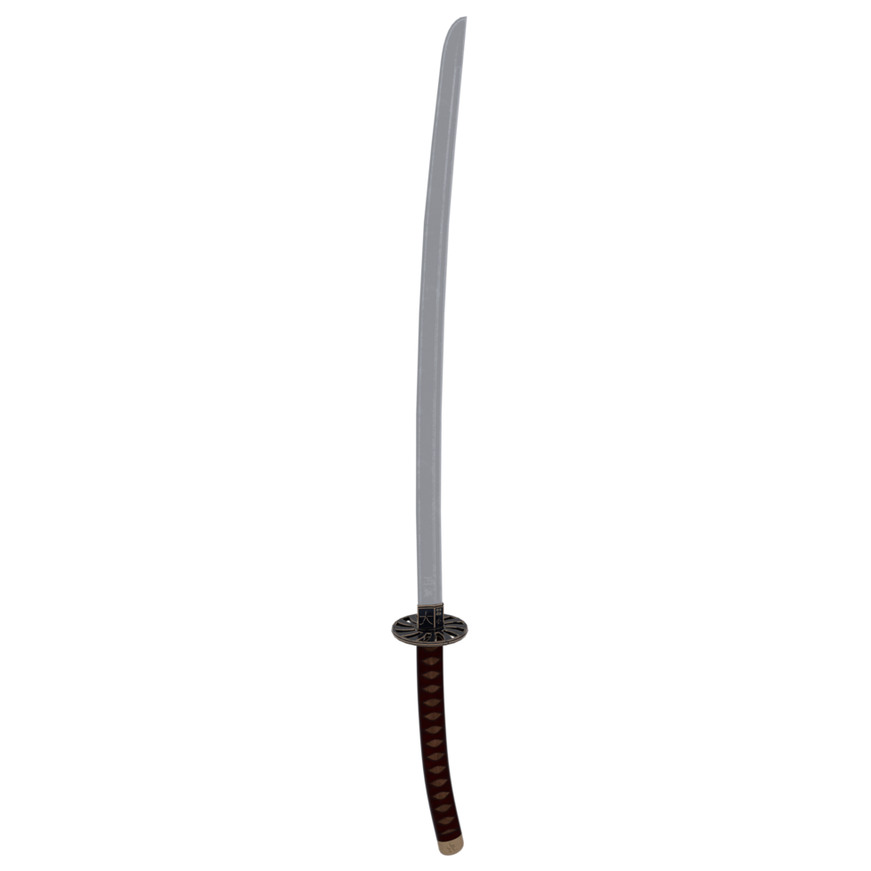 Traditional curved sword displayed on an isolated transparent png