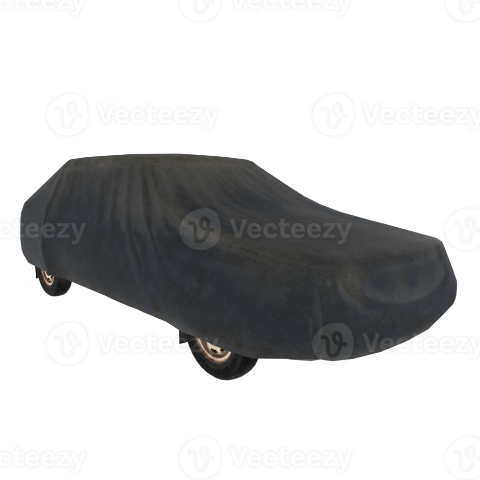 Covered car resting on transparent surface in a secure location with protection png