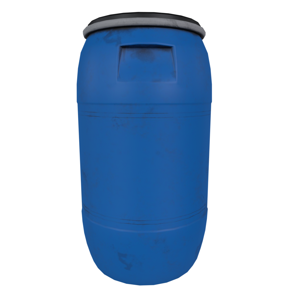 Blue plastic barrel designed for storage and transportation of various materials png