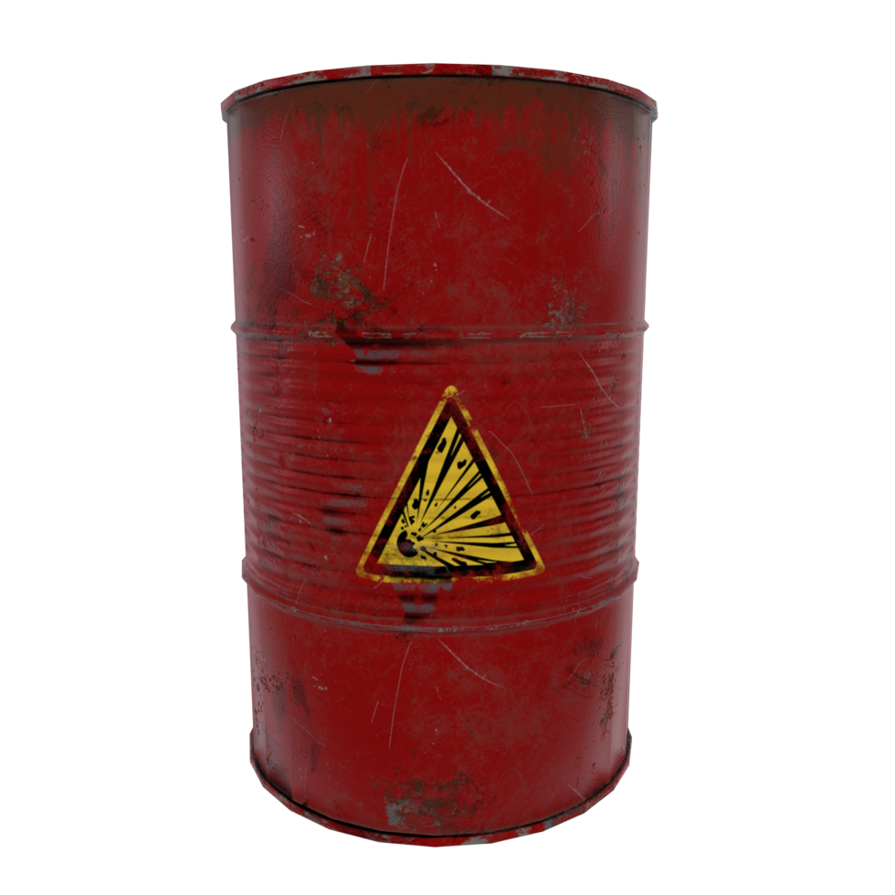 Warning hazard barrel isolated on transparent png