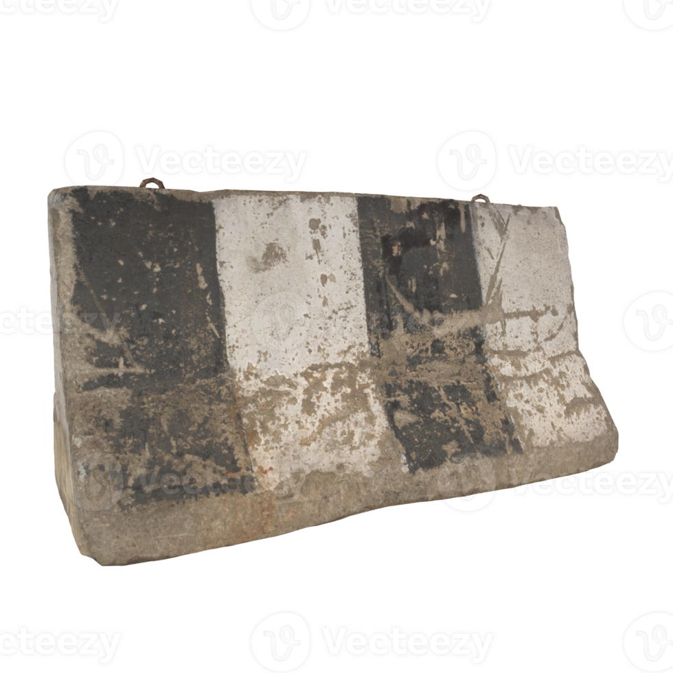 Concrete barrier with weathered surface isolated on transparent png