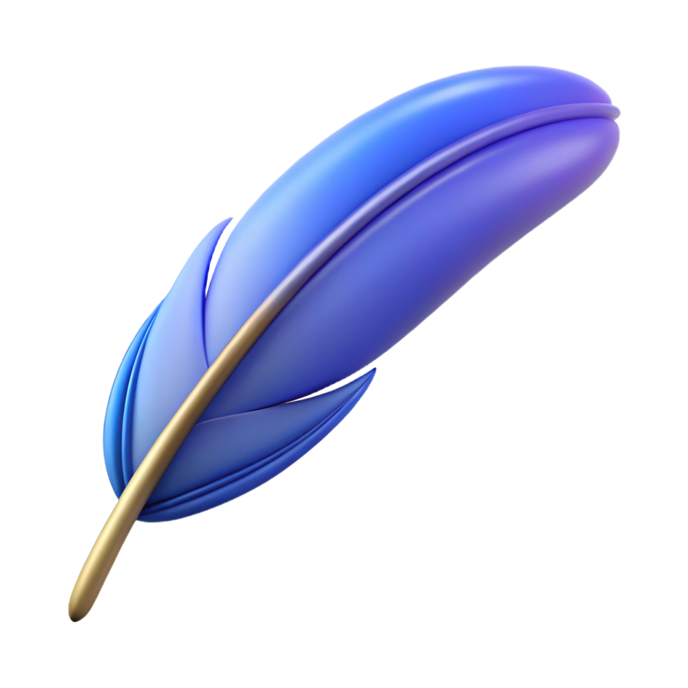 3D Render of a Vibrant Blue Feather Perfect for Branding, Websites, and Design Projects png