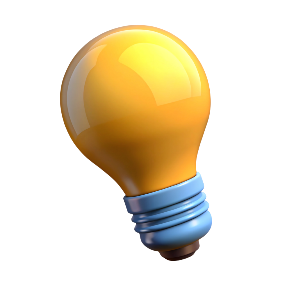 Bright Idea 3D Render of a Yellow Light Bulb for Innovation and Creativity Concepts png