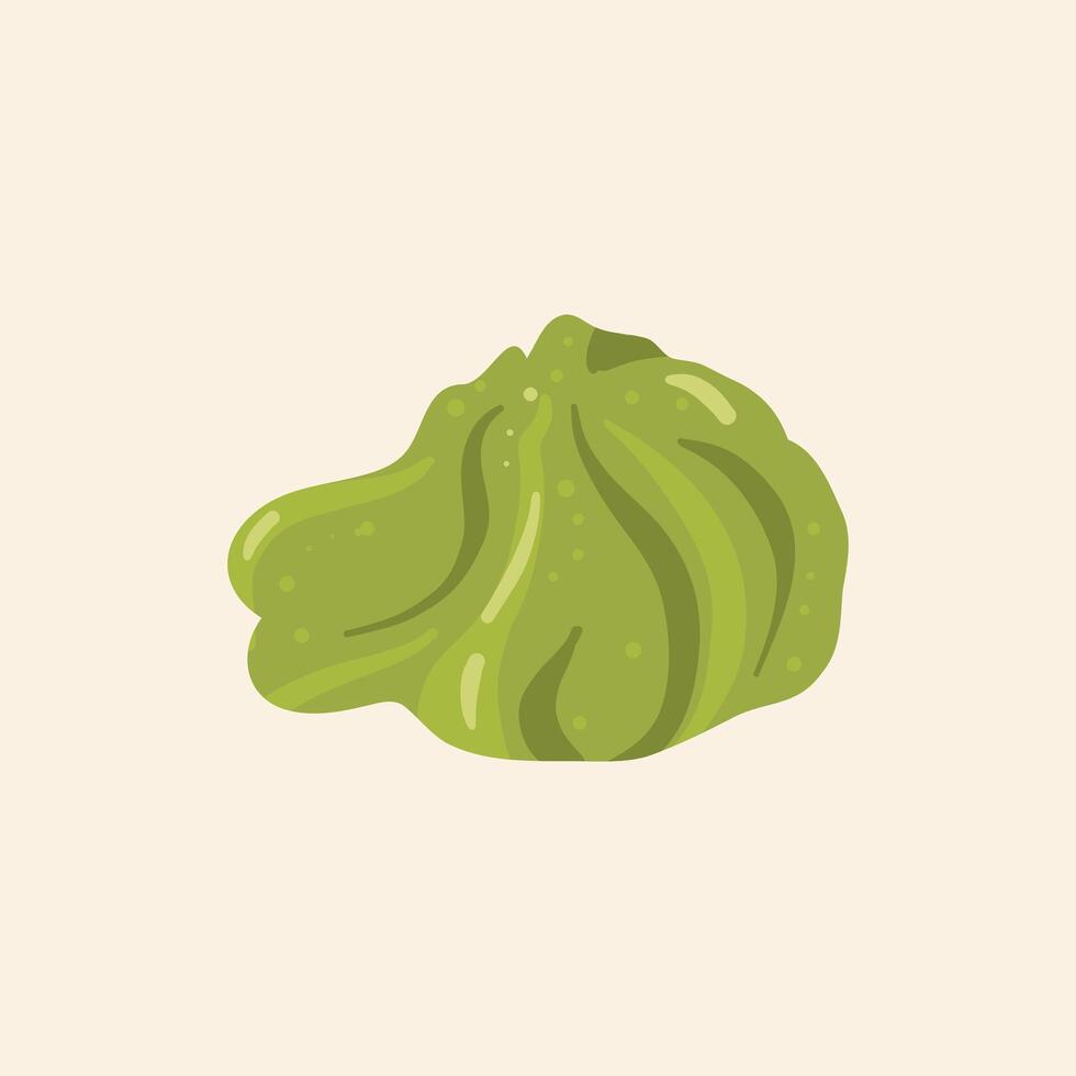 A dollop of wasabi, a bold and spicy condiment traditionally served with sushi. A staple of Japanese cuisine, it adds a sharp, fiery kick to every bite vector