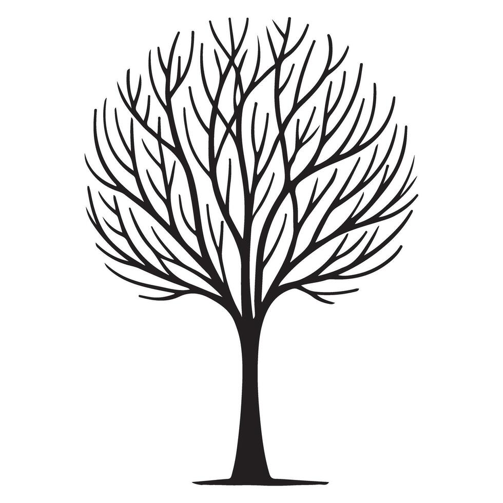 Bare Winter Tree Silhouette Illustration for Seasonal Designs vector