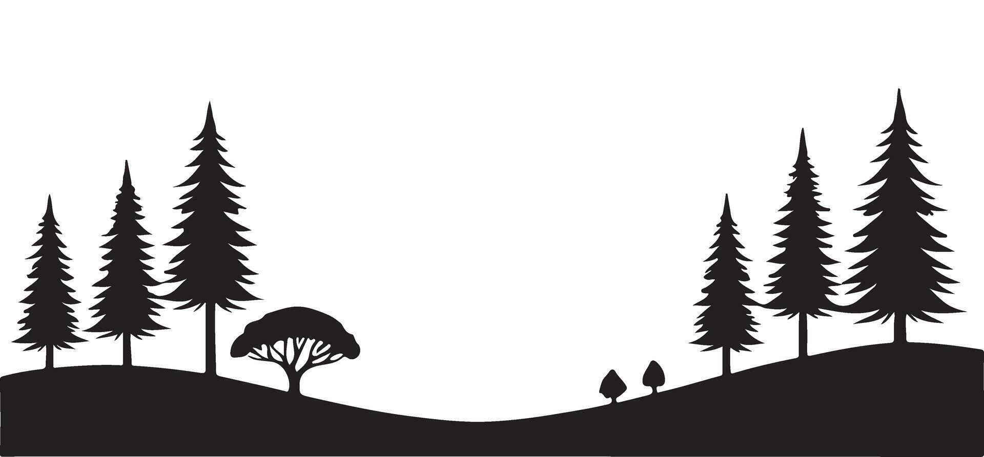 Simple Forest Silhouette Landscape Illustration vector