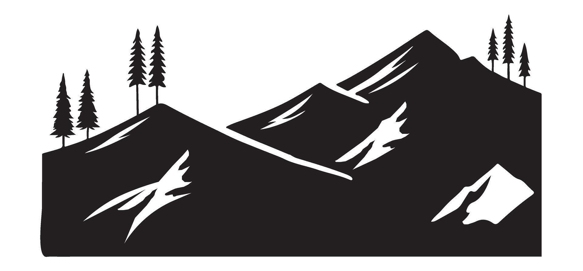 Majestic Mountain Range Silhouette Pine Trees Scenic View vector