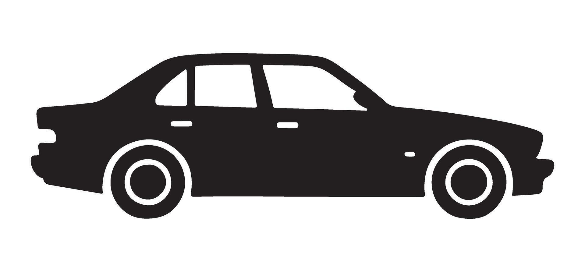 Classic Black Silhouette Sedan Car Side View Illustration vector