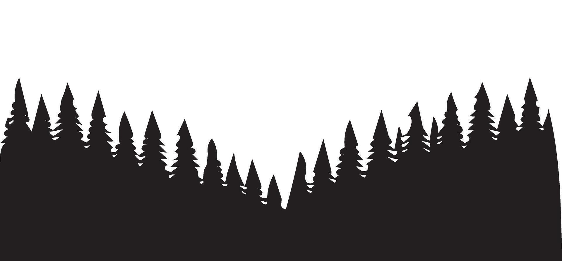 Dark Forest Silhouette Landscape Illustration vector