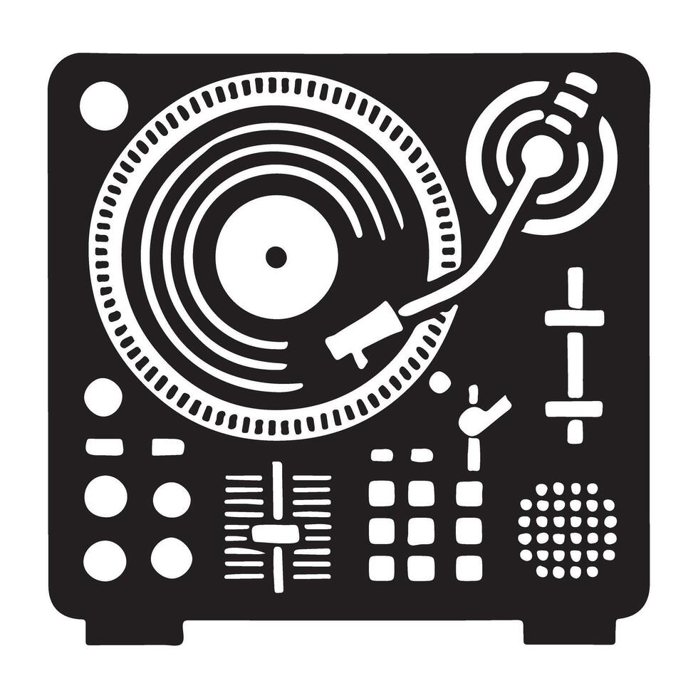 Turntable Silhouette Illustration for Music Lovers vector