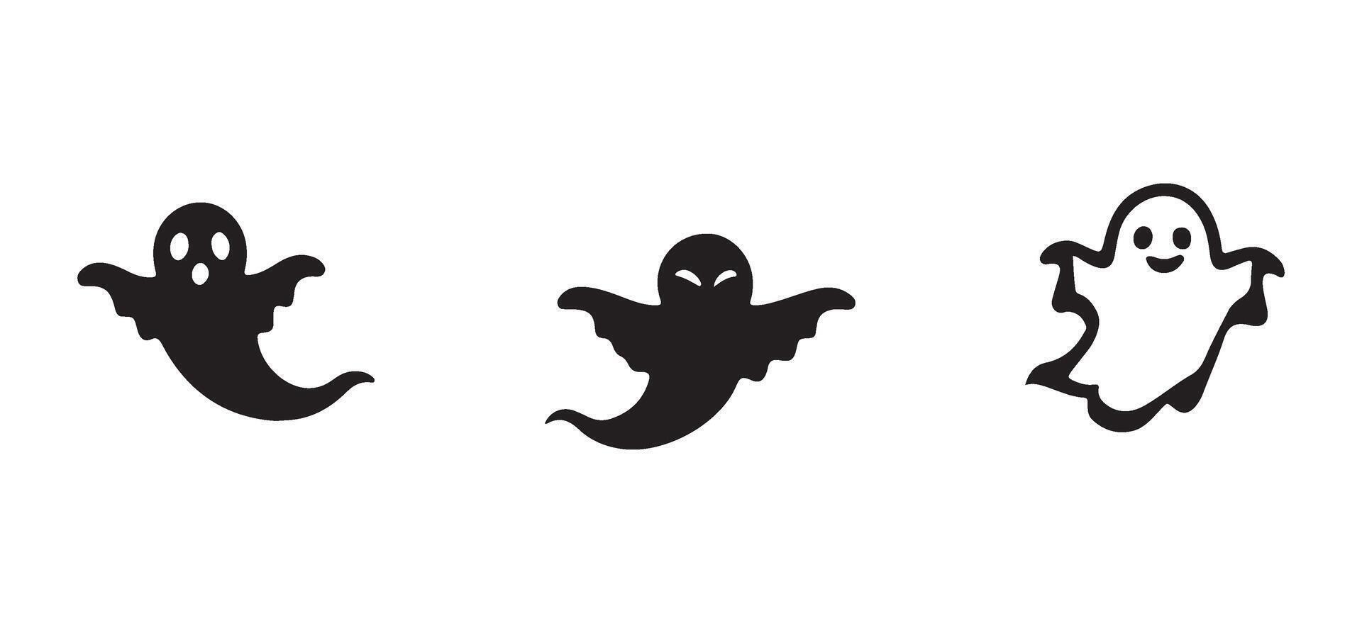 Three Halloween Ghosts Silhouette Illustration Set vector