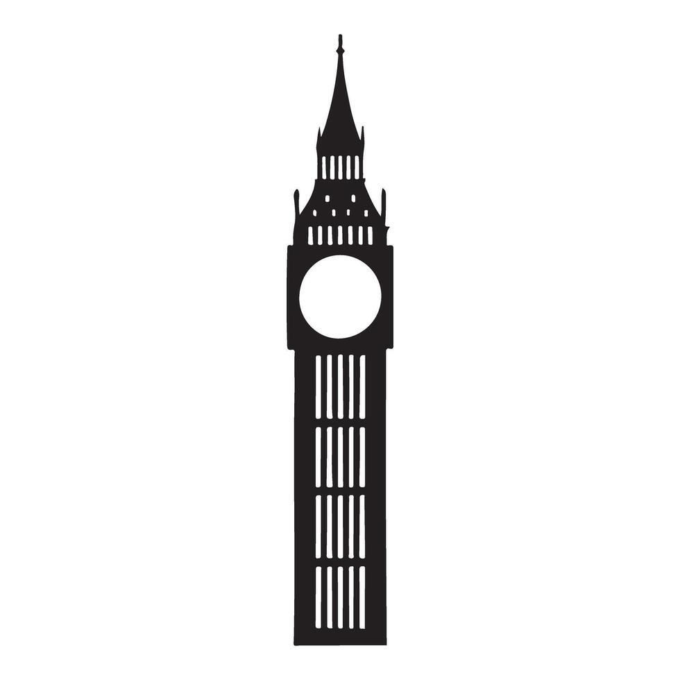 Iconic Big Ben Silhouette London Landmark Clock Tower vector