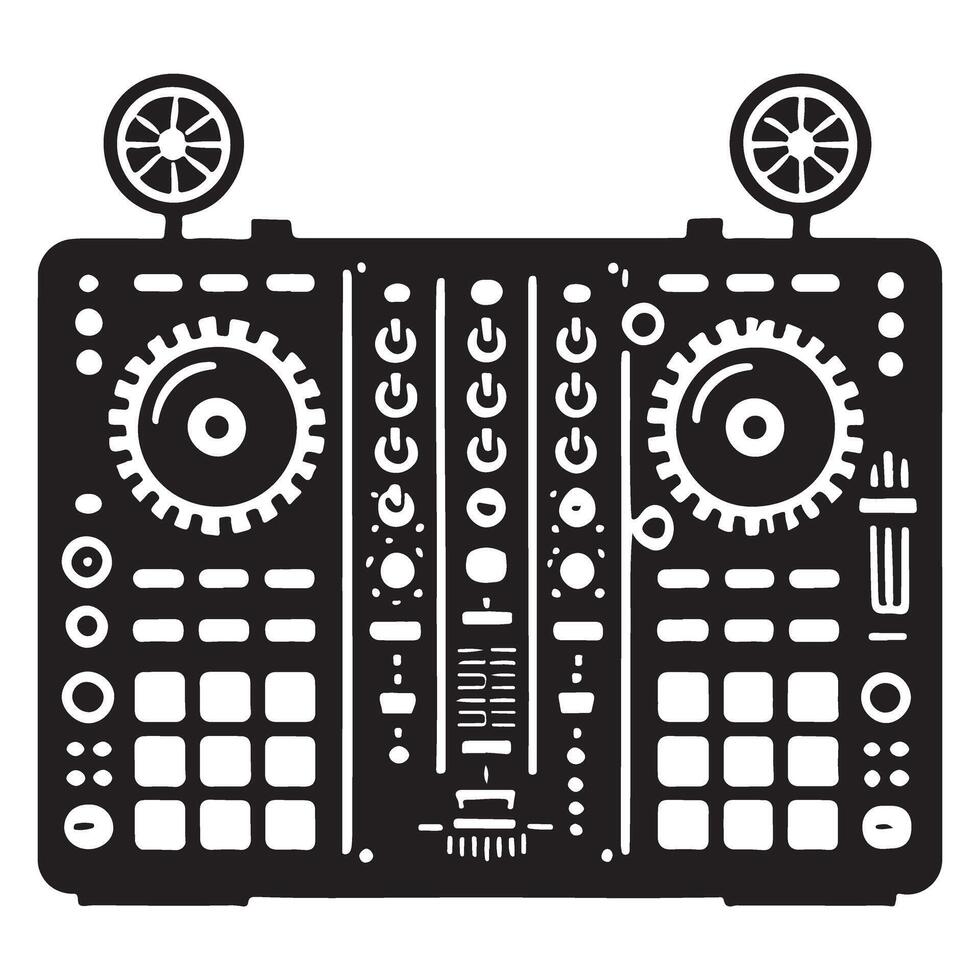 DJ Mixer Controller Silhouette Illustration vector