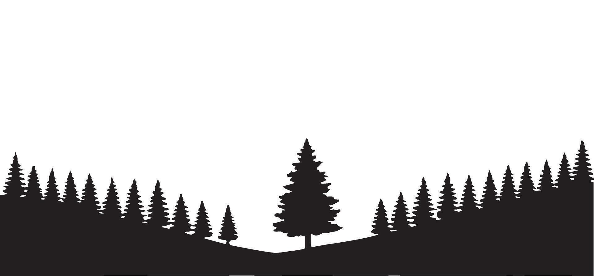 Silhouette Illustration of a Majestic Pine Forest vector