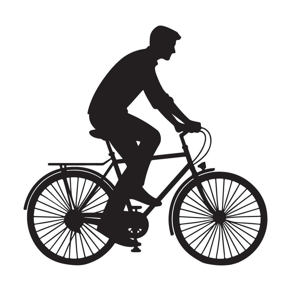 Man Riding Bicycle Silhouette Illustration for Cycling Designs vector