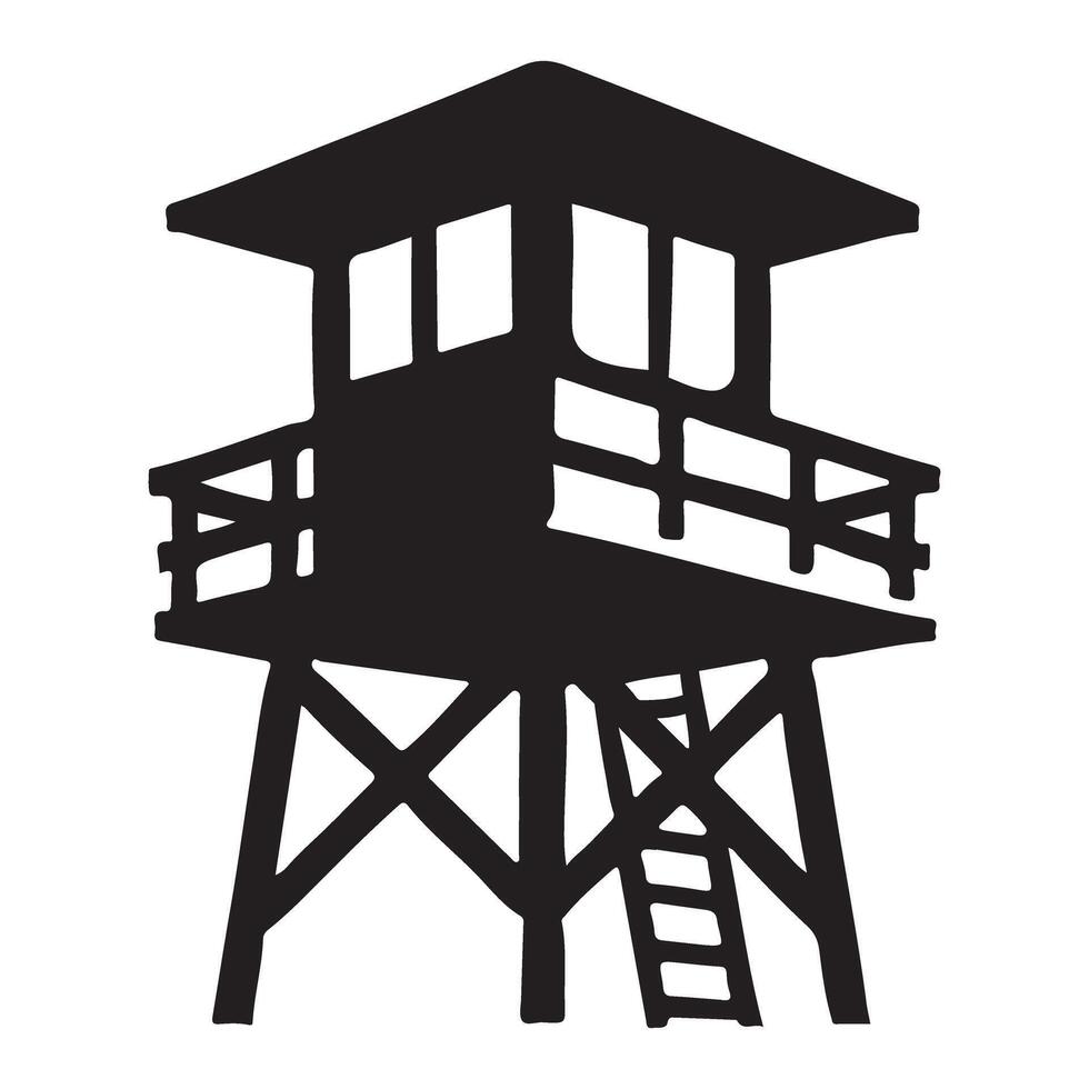 Silhouette Illustration of a Lookout Tower vector