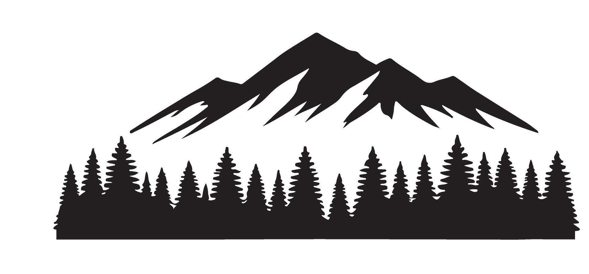 Serene Mountain Landscape Silhouette Pine Forest Panorama vector