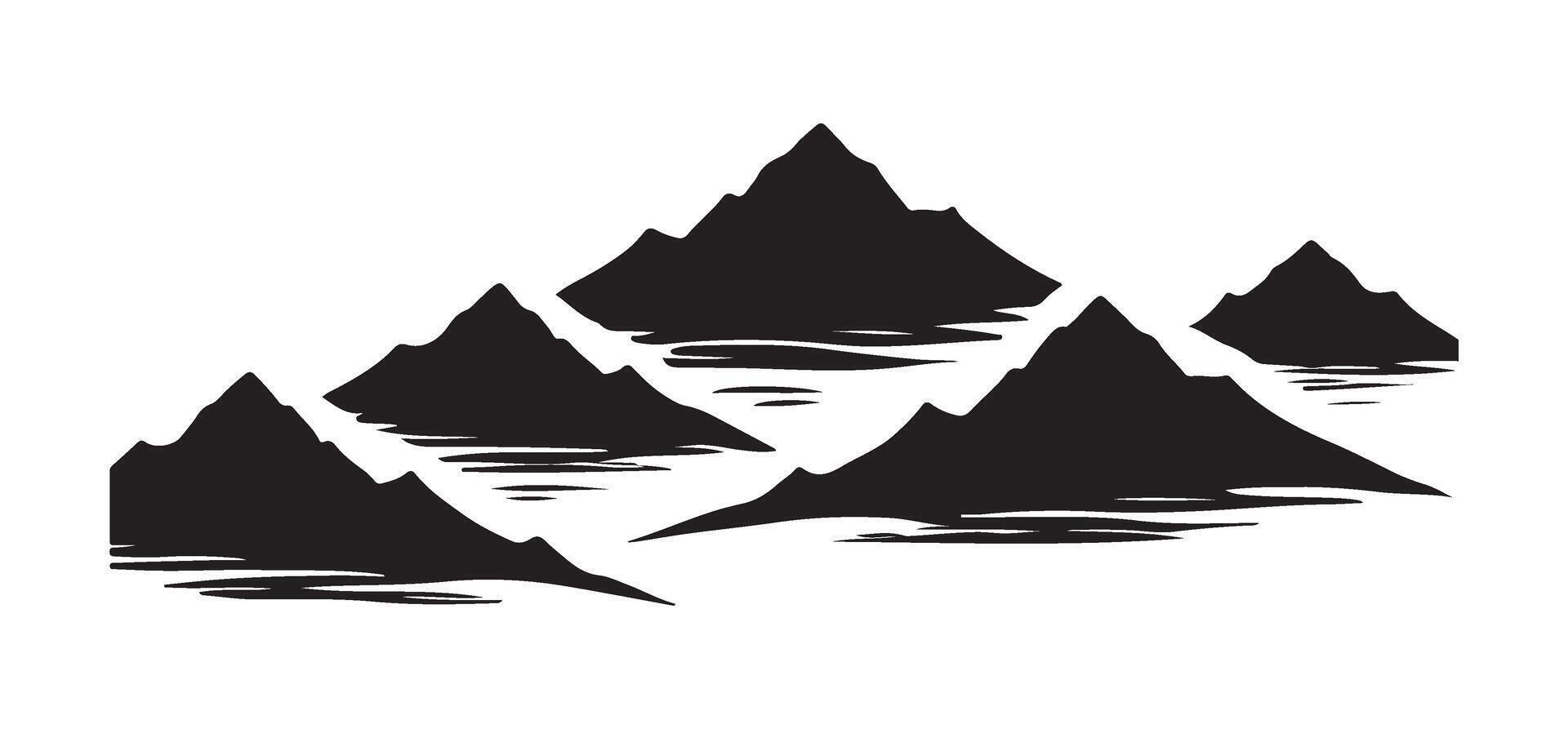 Serene Island Silhouette with Mountain Peaks Illustration vector