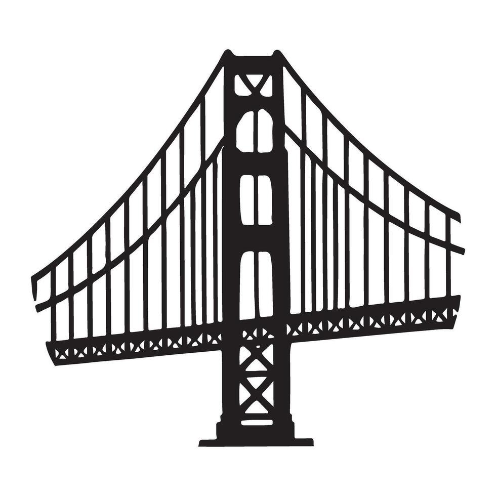 Iconic Golden Gate Bridge Silhouette Illustration vector